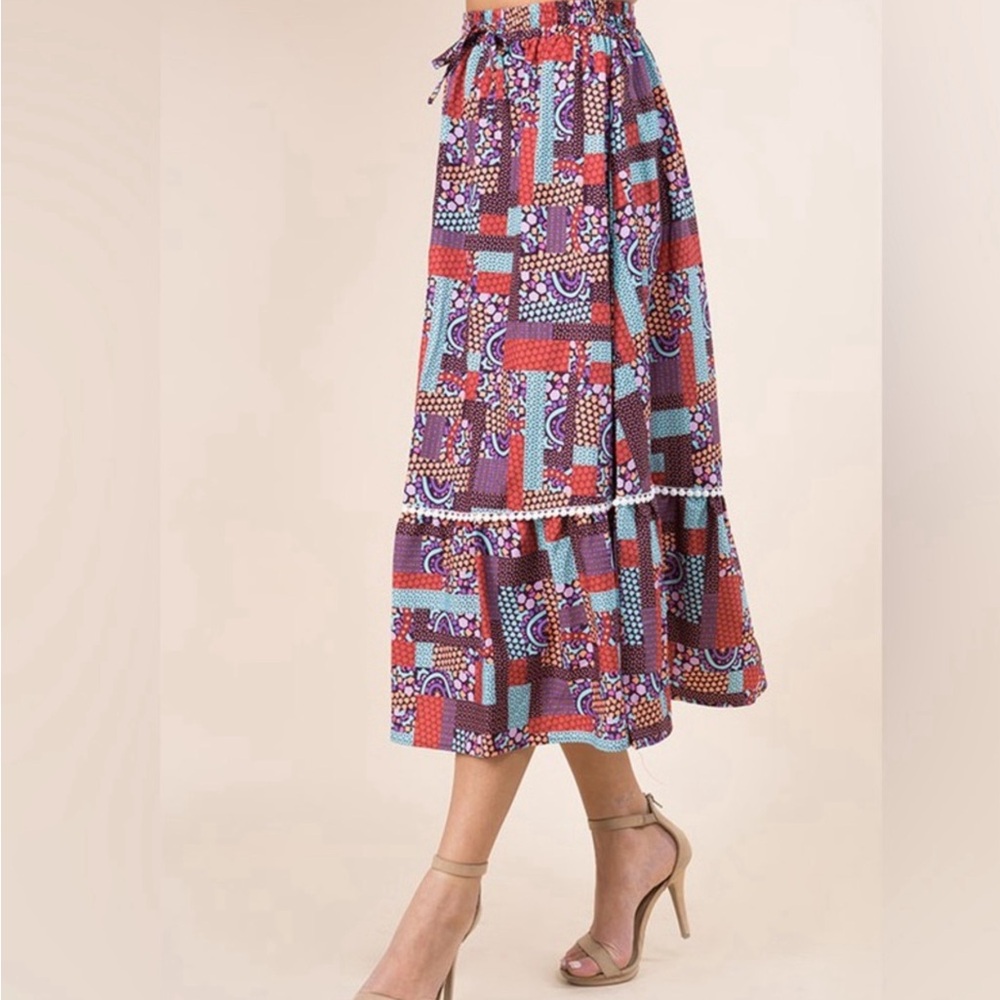 Multicolor Patchwork Maxi Skirt